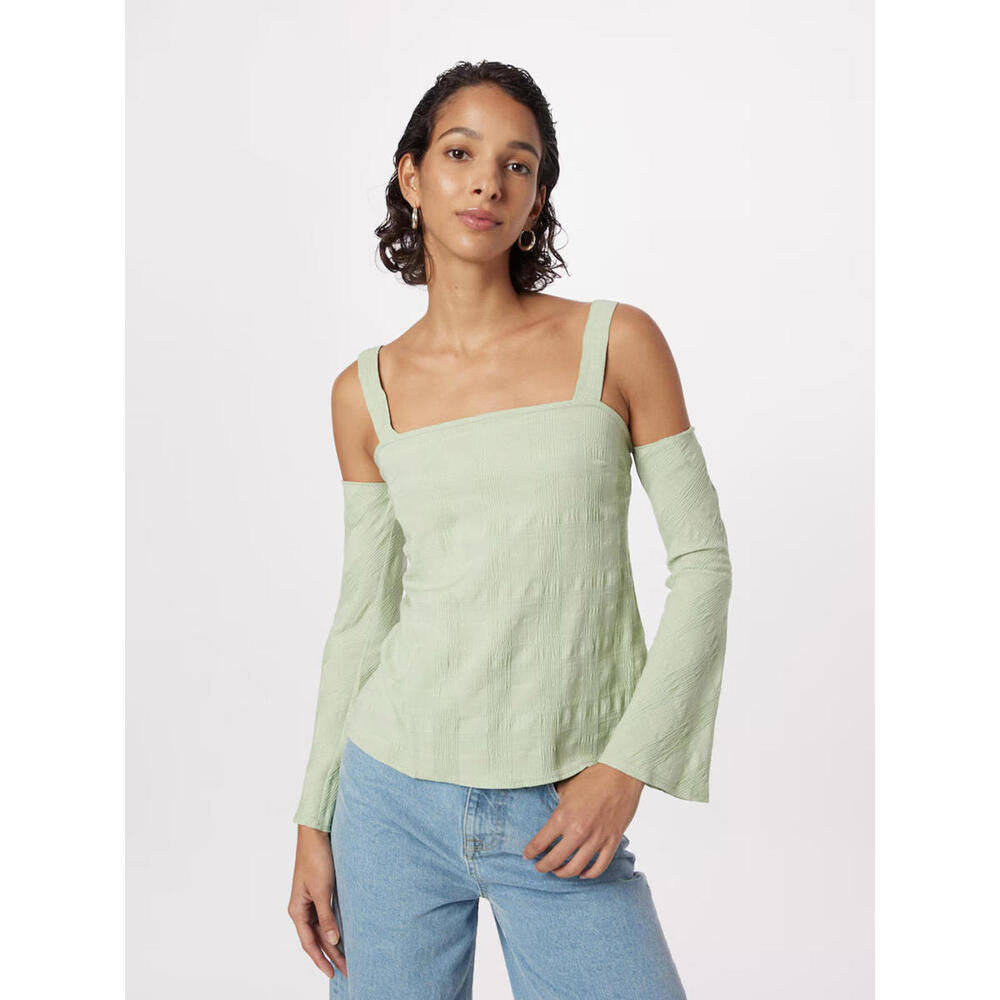 TOPSHOP Off Shoulder Shirt in Pastel Green - Size‎ 2